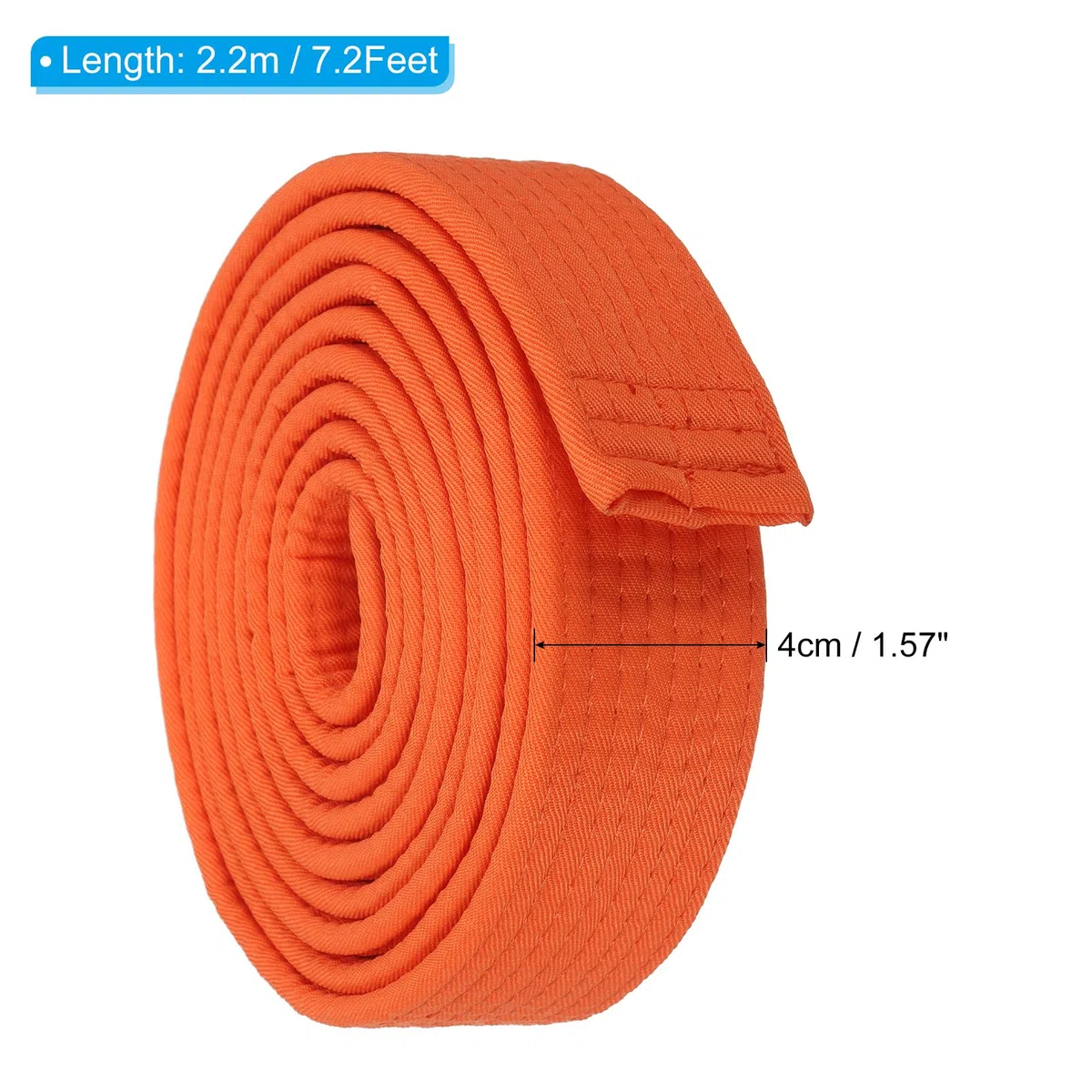 PATIKIL Cinturón de Rango de Colores de Taekwondo 1.6" X7.2 Pies 2.2M, Cinturón de Artes Marciales de Poliéster Judo Karate para Enseñanza de Entrenadores, Práctica de Enseñanza, Naranja