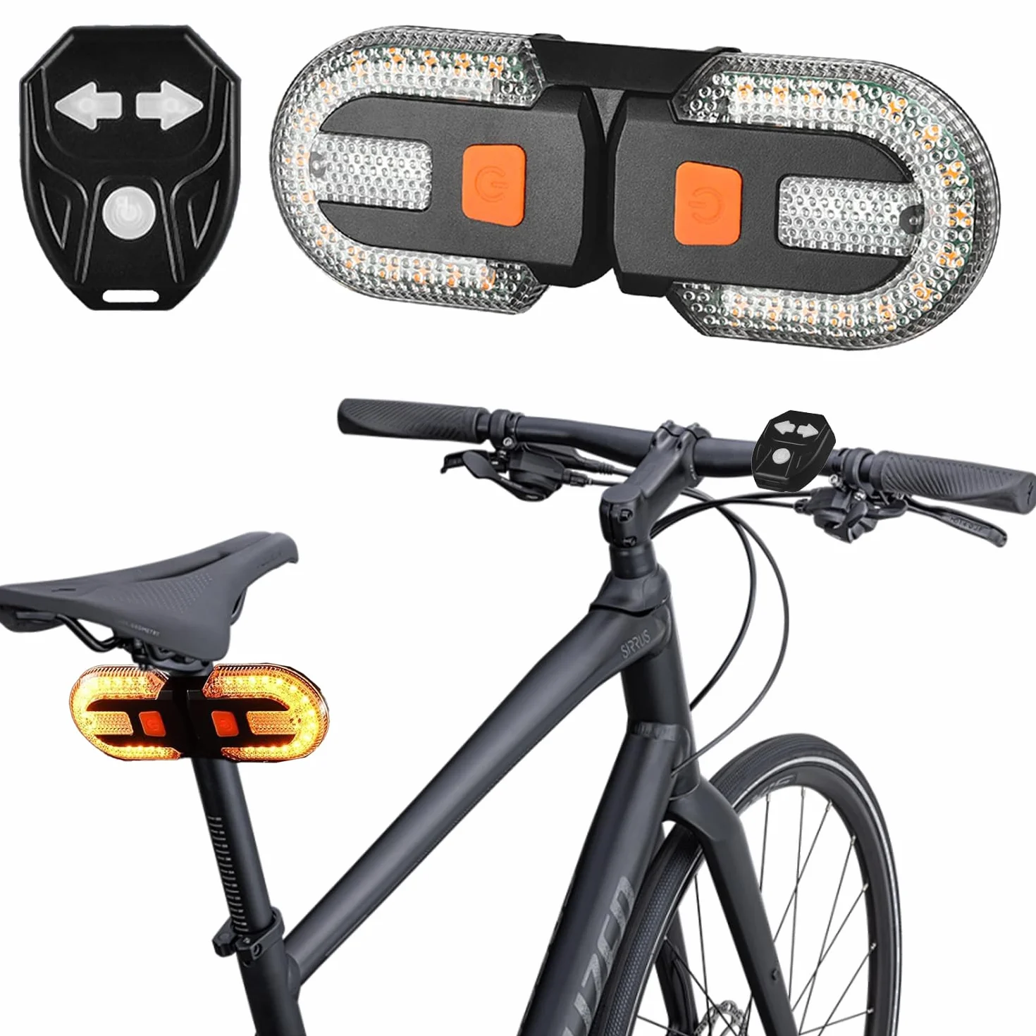 Luz LED de Control Remoto Señal de Giro, Luz Trasera para Bicicleta con señal de Giro, Luz Trasera LED de Bici-cleta Recargable por USB, Lu-z Tra-Sera de Bicicleta con Intermitentes, Impermeable