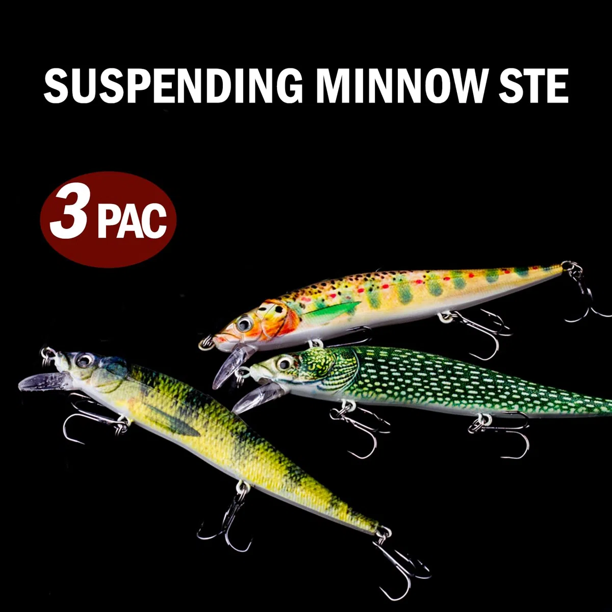 Wobbler Hecht Set,12 cm/13,5 G Minnow con revestimiento biomimético, flotante, ideal para pescadores de tiro medio a ancho.