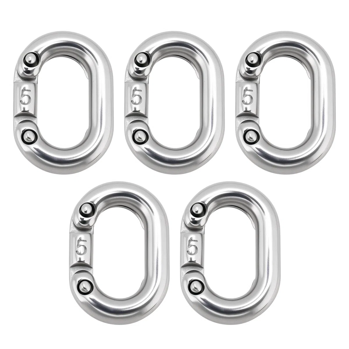 5 eslabones de cadena de conexión dividida de acero inoxidable 316 de 5 mm, conector de eslabones de cadena resistente, conexión dividida en C para conexión de cadena, grado marino