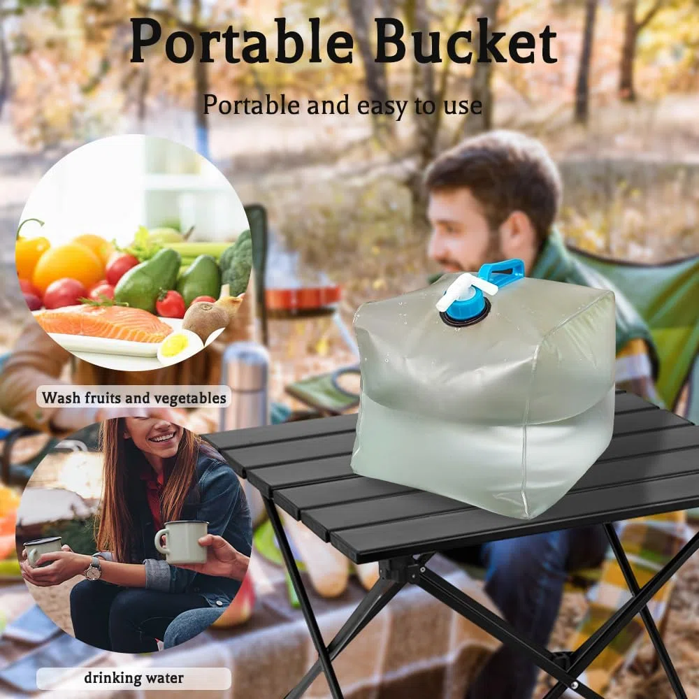 dellyy Bidon Agua Plegable con Grifo, Garrafa Agua Plegable, para Lavar Frutas y Yerduras, Ducharse, Hacer Barbacoas, IR de Picnic, Acampar y Viajar