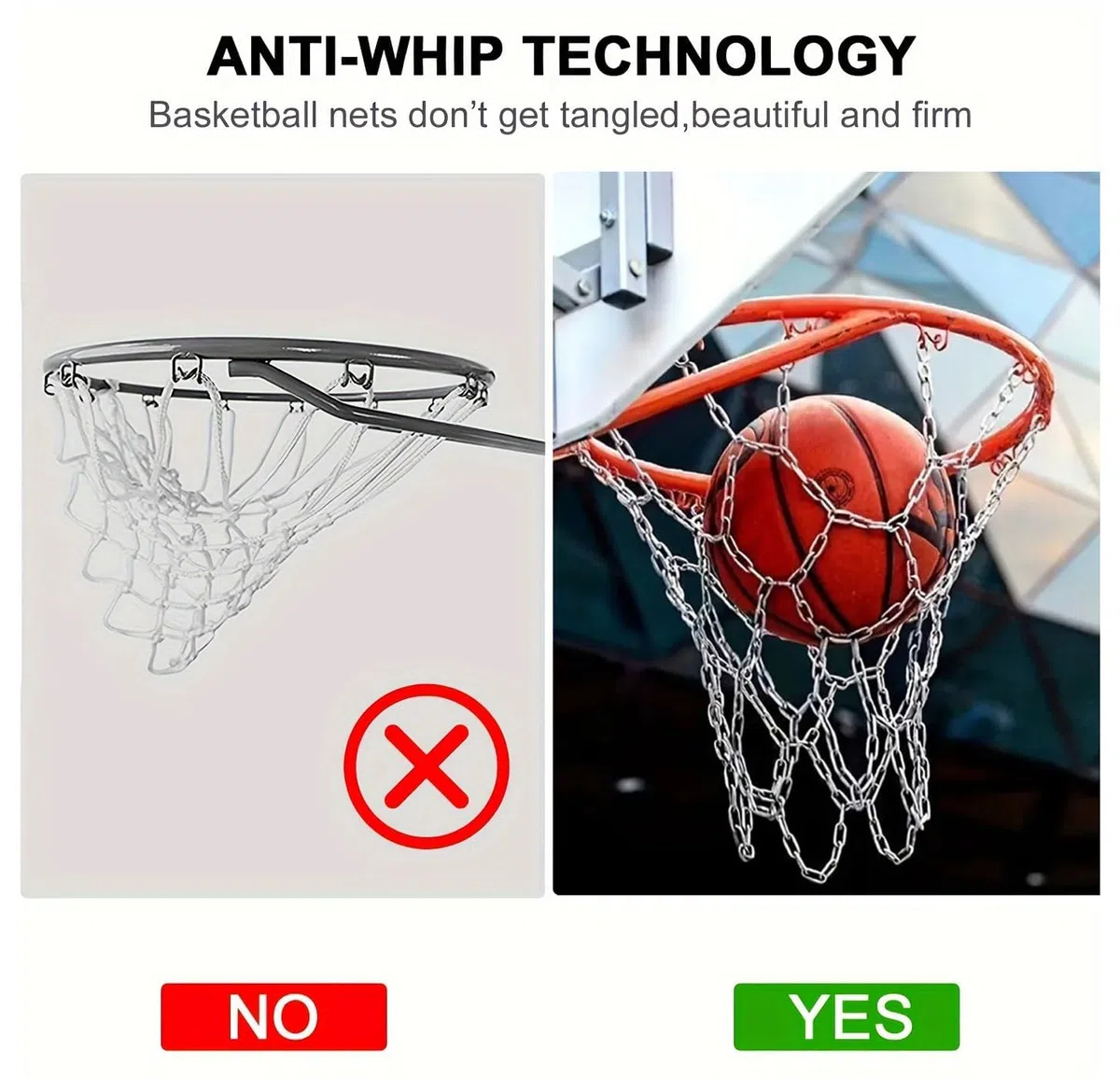 Resistente Red de Baloncesto,12 Ganchos,Red de Baloncesto al Aire Libre, Red debaloncesto Duradera, Reemplazo de reddebaloncesto, Resistente a la Intemperie,Apto para Uso en Interiores y Exteriores