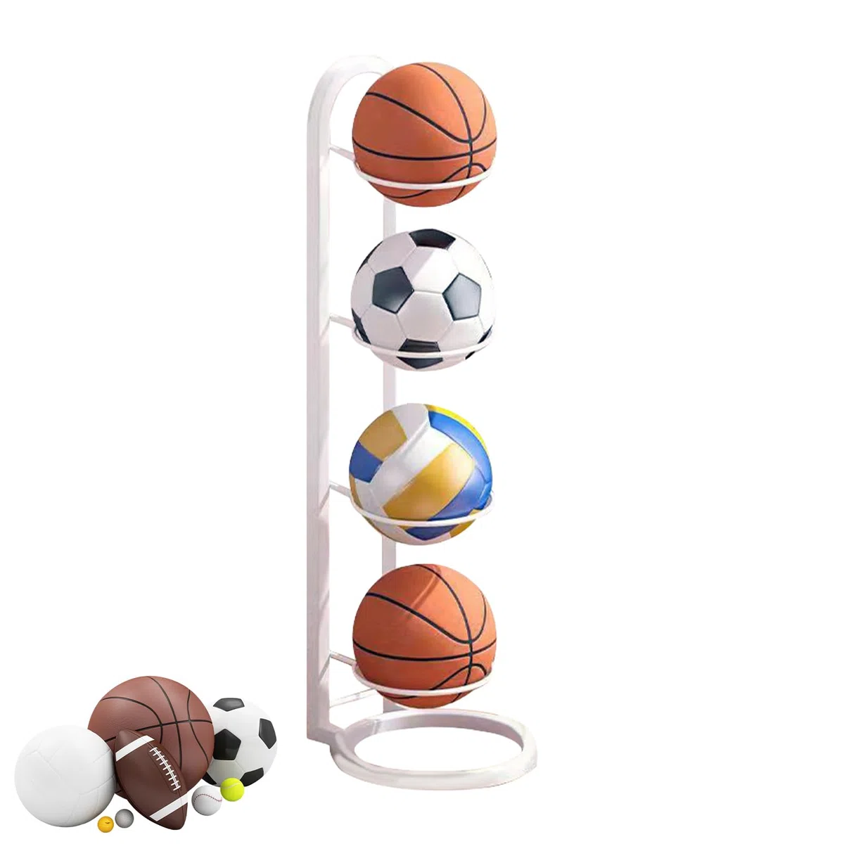 Estante De Bolas De 2/3/4/5 Niveles, Almacenamiento Vertical De Pelotas, Almacenamiento Equipos Deportivos Balon Raqueta, Estante De Almacenamiento De Pelotas Para Baloncesto, Fútbol Y Voleibol