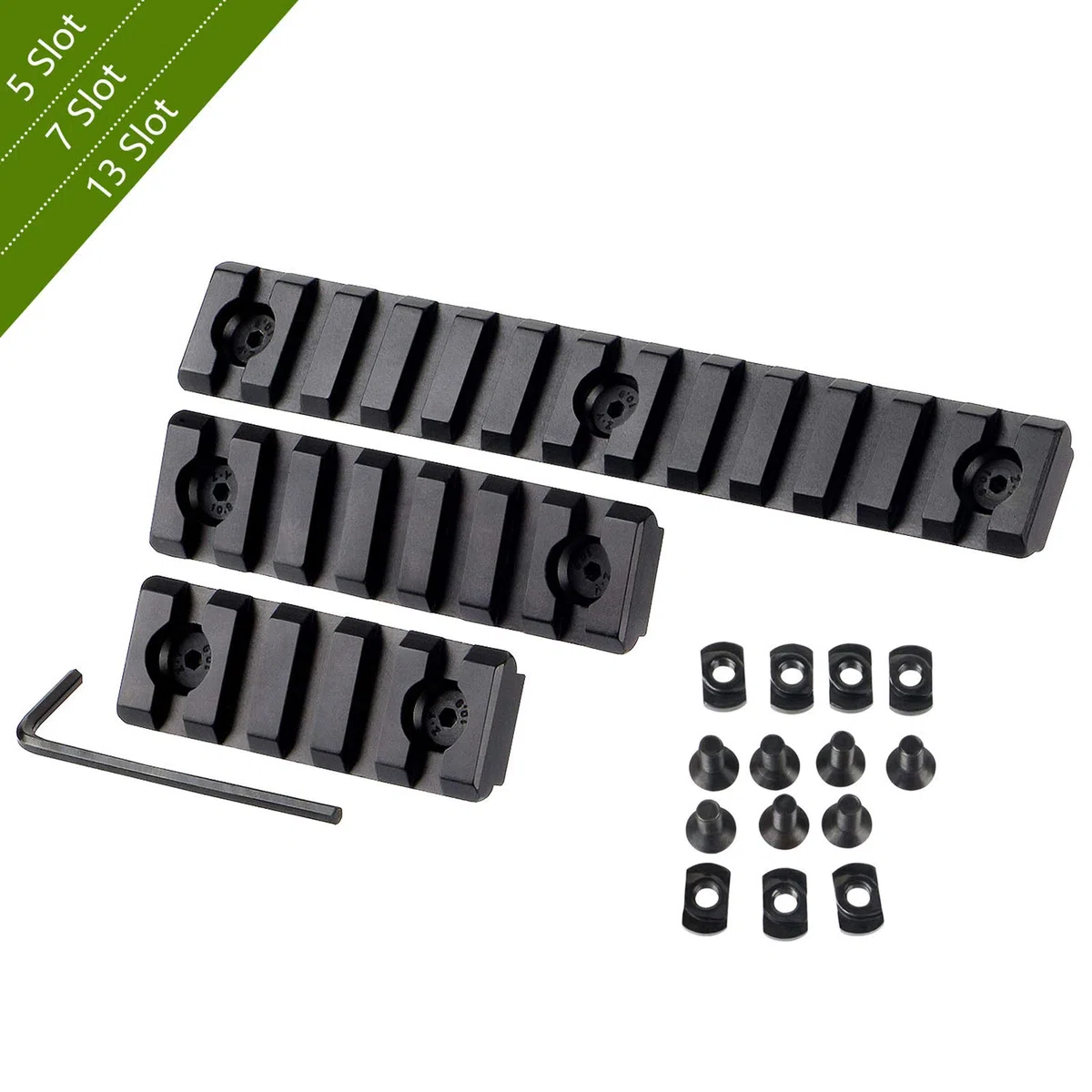 Tactical Carril Picatinny Rail 5-Slot 7-Slot 13-Slot Lightweight Aluminum Picatinny Rail Accessories 3-Piece Picatinny Weaver Rail for Outdoor Hunting