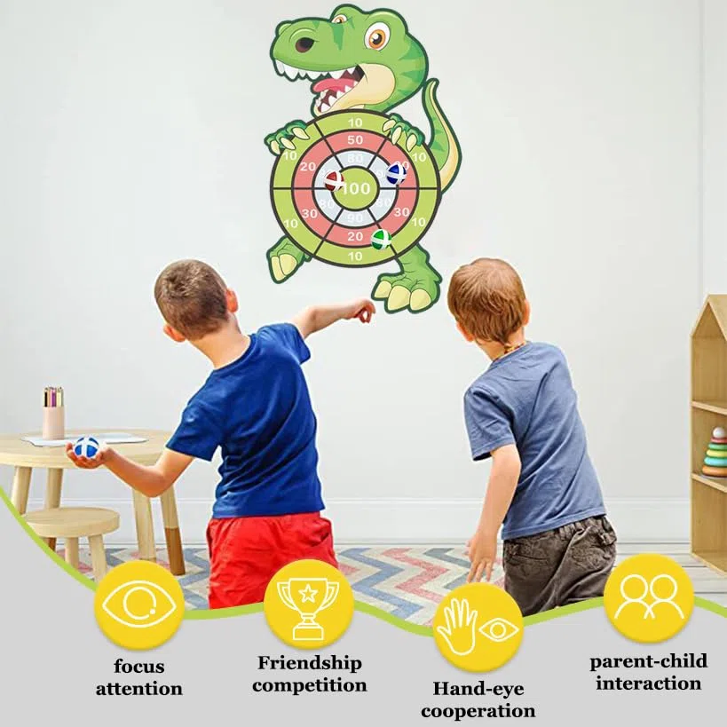 Diana para niños, Juguete de Dinosaurio, con 6 Bolas, Juegos de Fiesta al Aire Libre, Juego de Lanzamiento de Dardos, Disco de Regalo, 73 cm