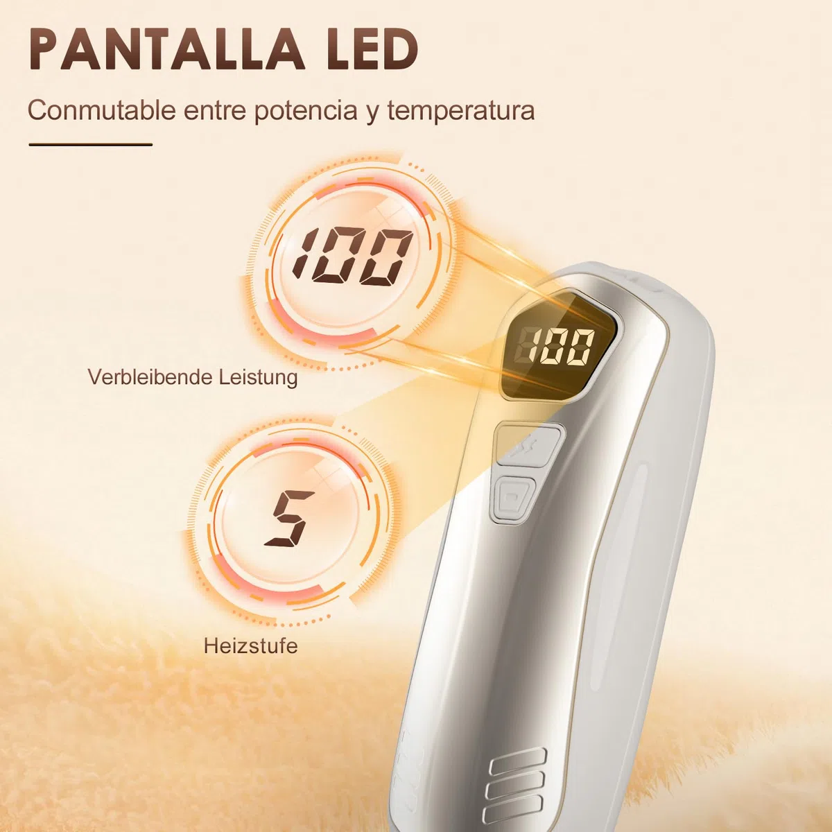 Calentador de Manos Recargable 2 Piezas,Calienta Manos Electrico 6000mAh,5 Niveles de Calentamiento,Pantalla LED,Calentador Portatil Electrico,para Raynauds, Camping, Christmas Regalos