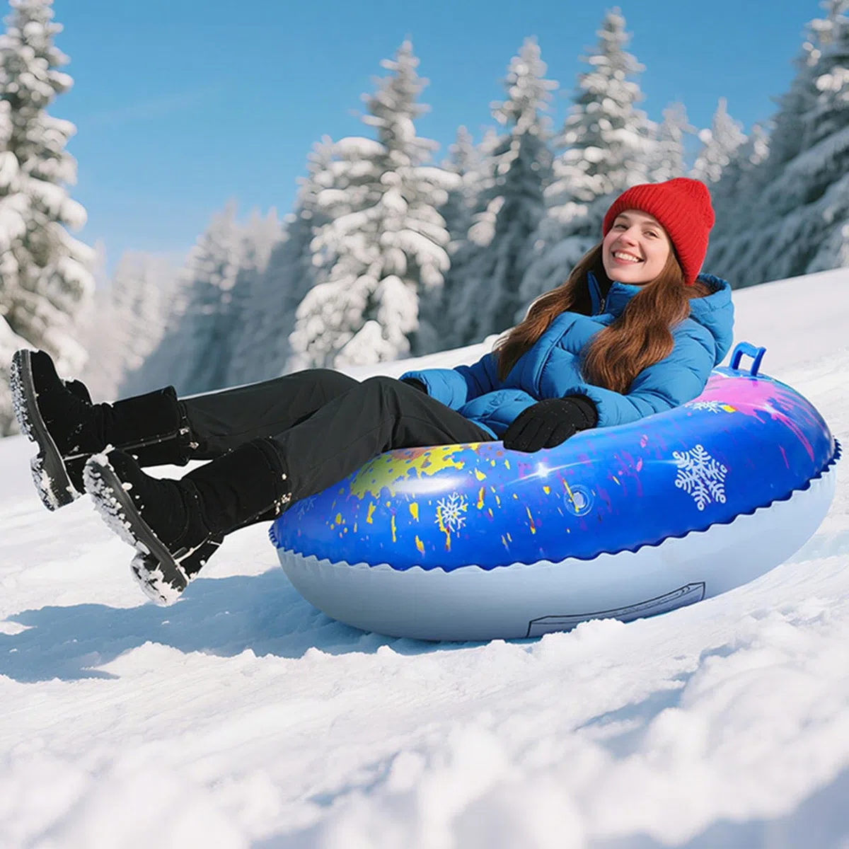 Tubo De Nieve Inflable - Tobogán Tubo de Nieve Antivuelco,Trineo Inflable Ergonómico para Deportes de Invierno | Aventuras Familiares en Terrenos para Todas Las Edades