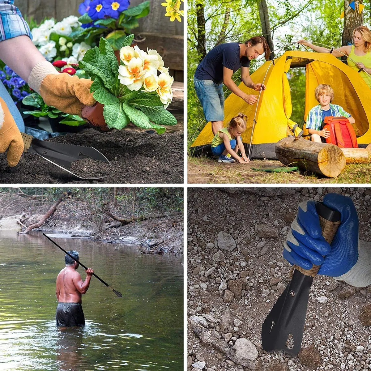 Paleta ultraligera para mochilero, pala de jardinería, pala de camping, pala portátil de supervivencia, para senderismo, jardín, multiherramienta con bolsa de transporte para cavar catole