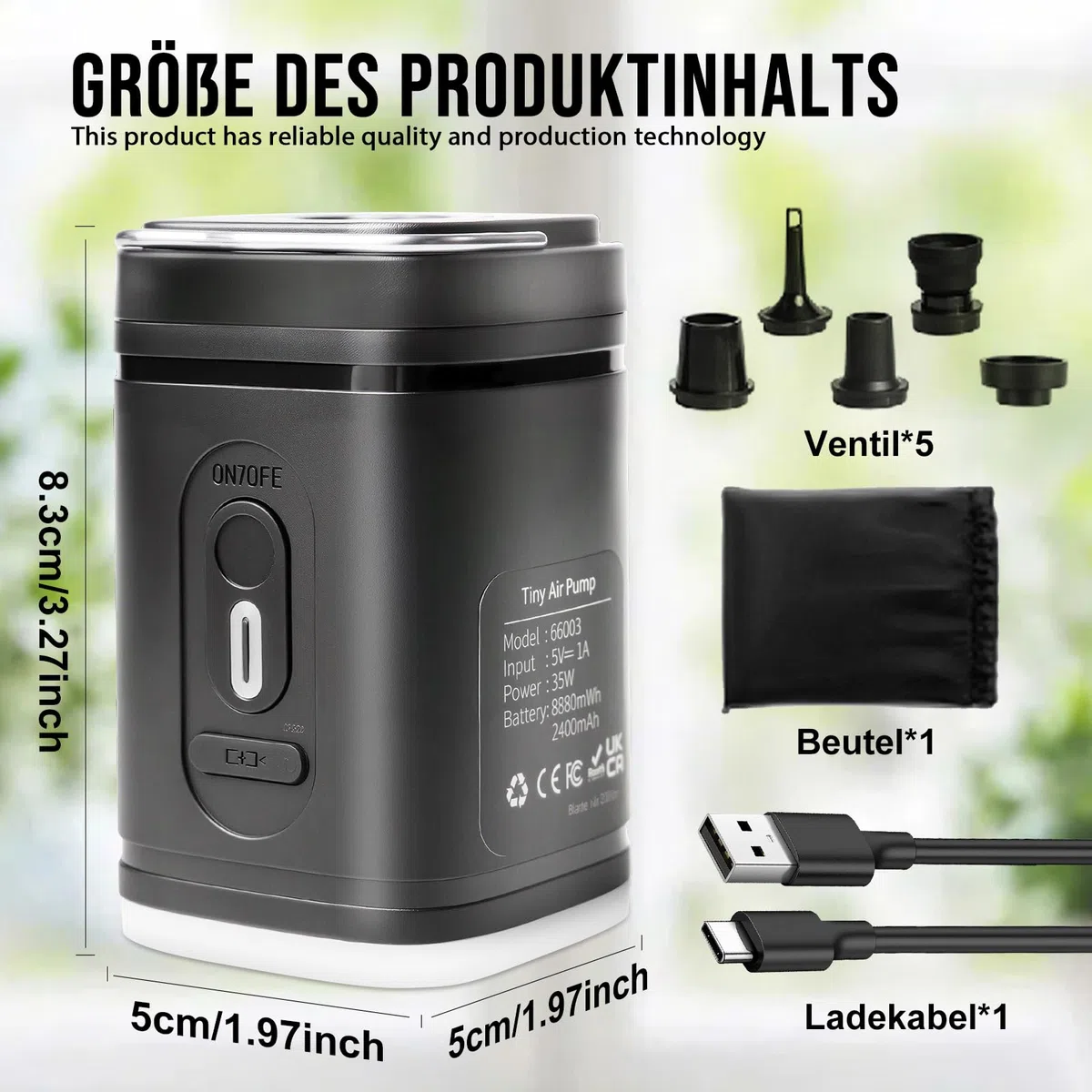 Bomba de aire eléctrica recargable 3 en 1, 2400 mAh, para colchón, sofá, piscina, bote
