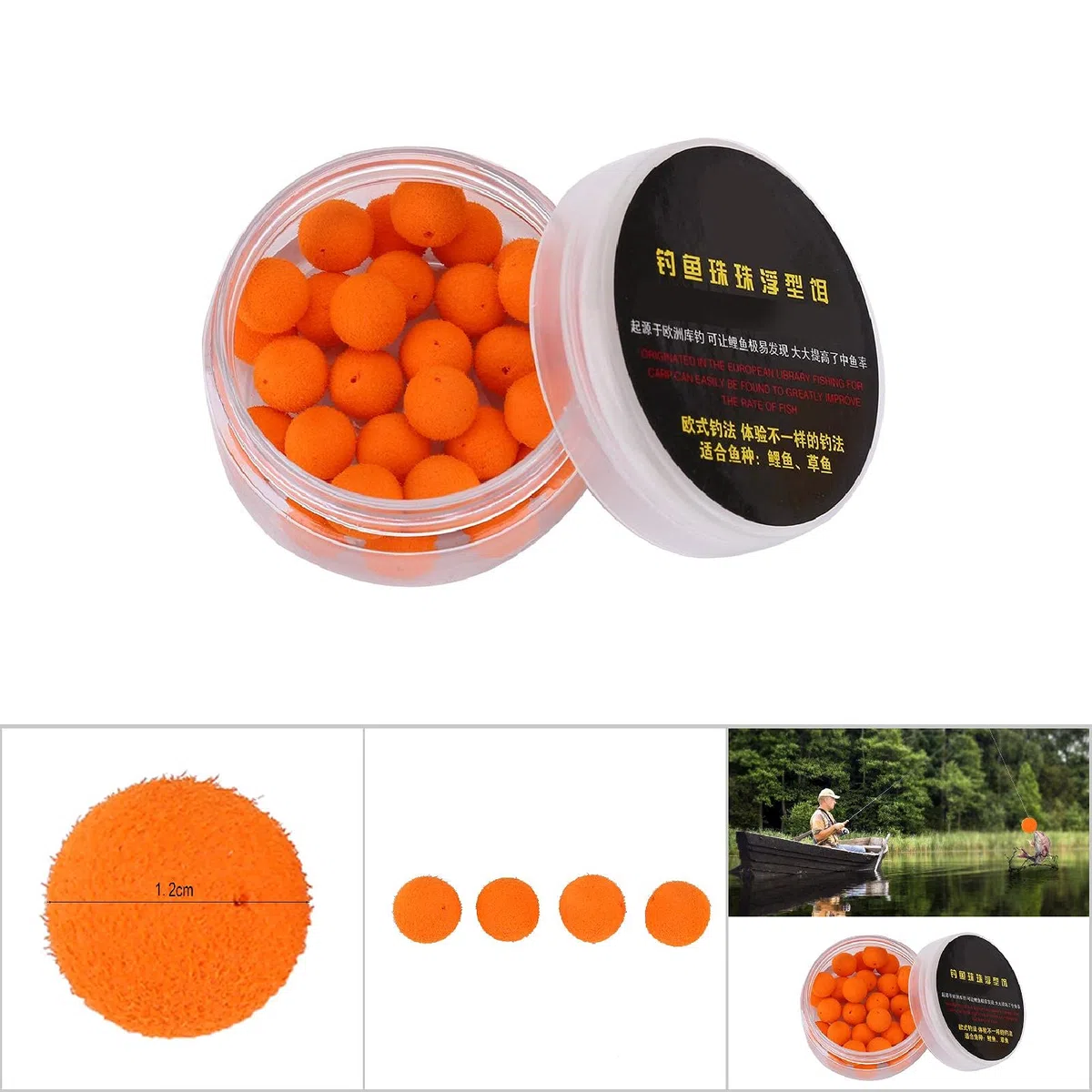 Keenso Boilies Carpa Flotantes, Alta Flotabilidad y Brillo Intenso, Cebos Pellets Emergentes 12mm, for Pesca en Río, Lago y Laguna, Principiantes y Expertos