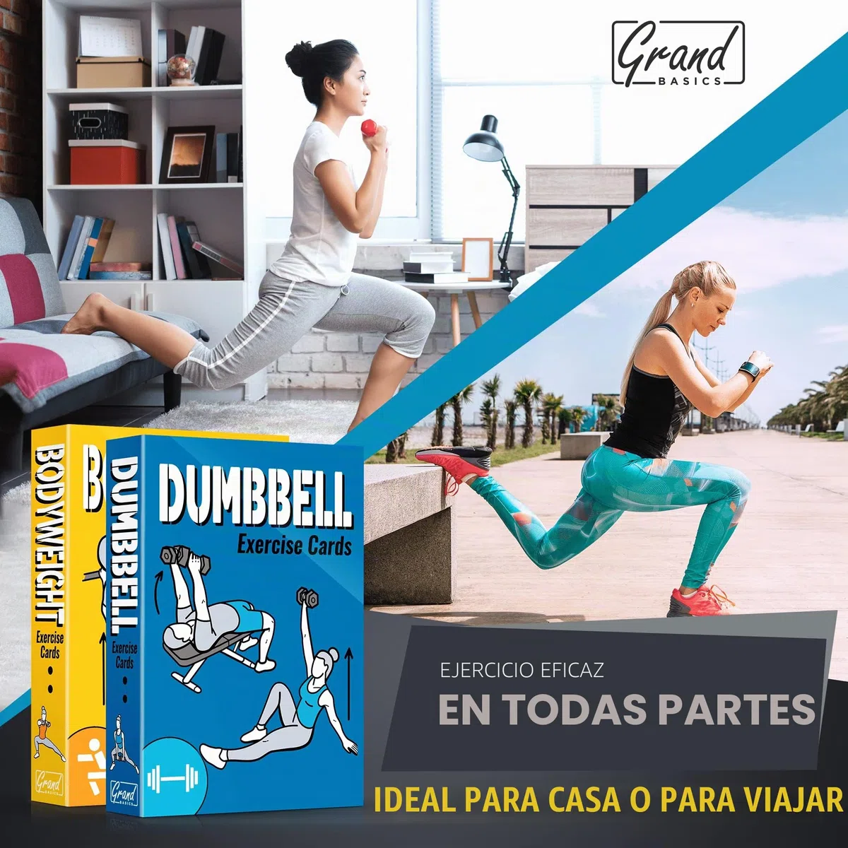 [2 Paquetes] Tarjetas de Entrenamiento Peso Corporal y Mancuernas – Tarjetas Gimnasio en Casa 12,6 x 9 cm 100 Ejercicios – Ideal para Deporte en Casa y Levantamiento de Pesas – Fitness en Casa