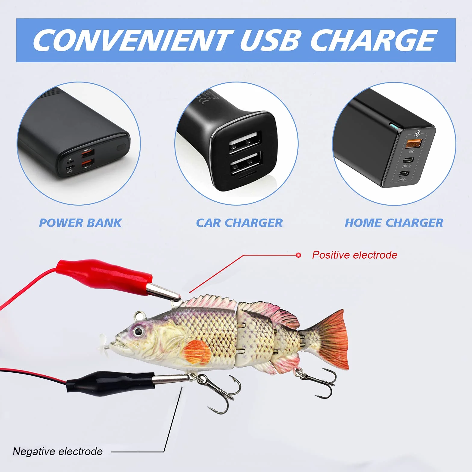 ods lure Señuelo robótico de natación de 10 cm, señuelos eléctricos recargables por USB, luz LED, 4 segmentos, articulados, aparejos de pesca