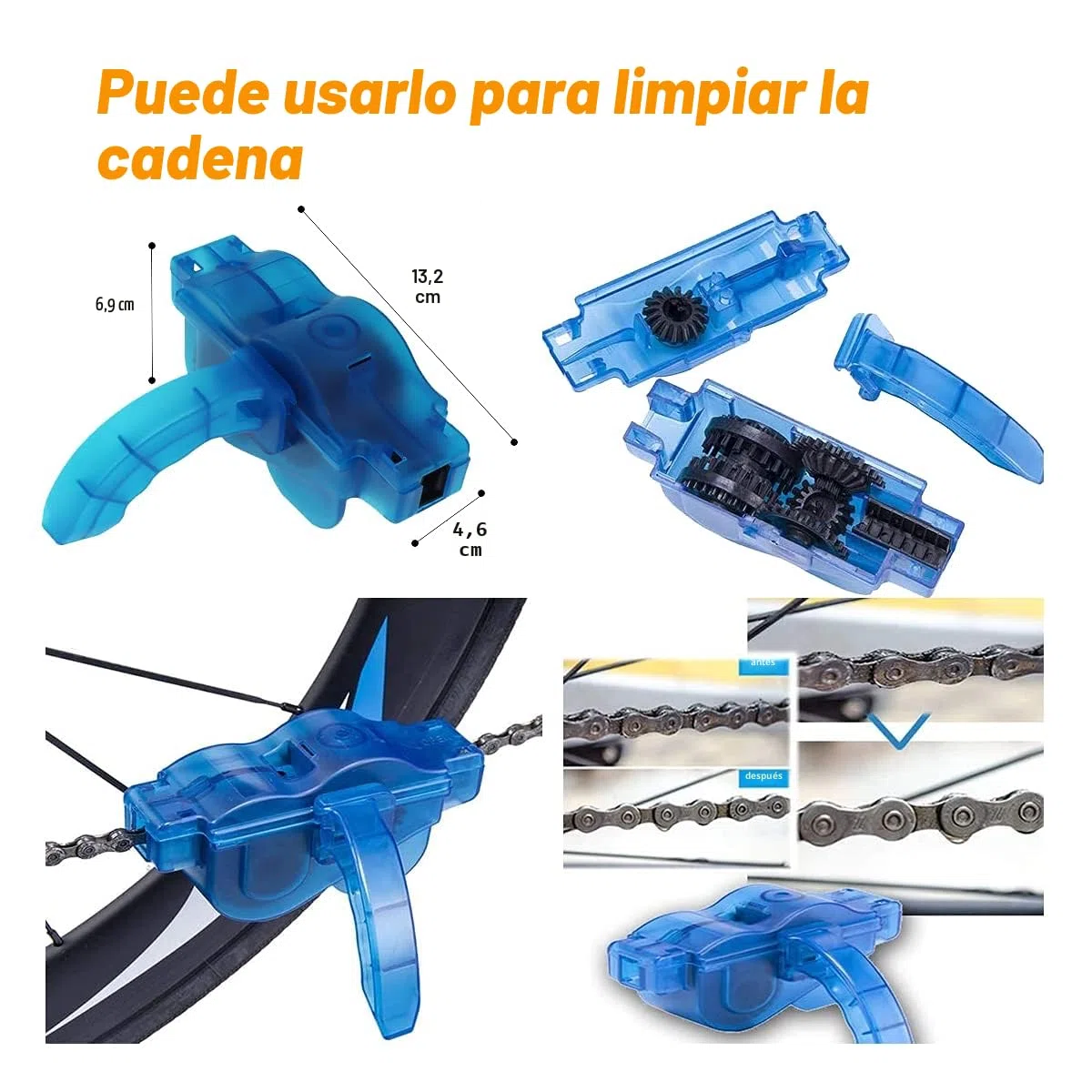 Kit de herramientas de limpieza, incluye depurador de cadena de bicicleta, 10 piezas