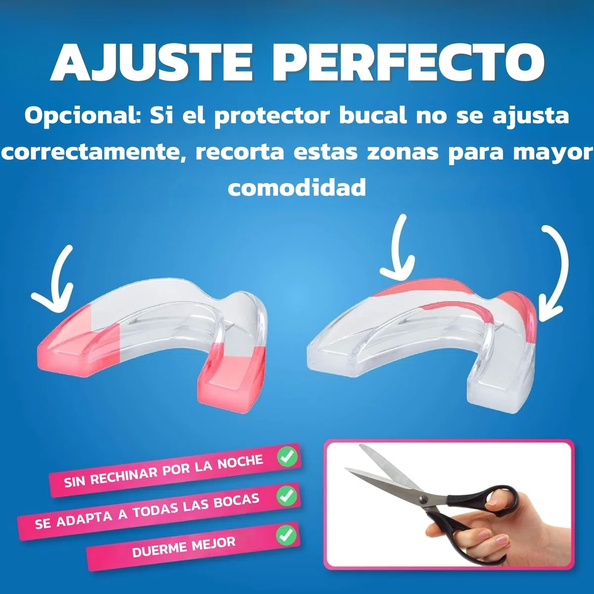 HONEYBULL Férula Antibruxismo Ajustable, Protector Bucal Cómodo para Bruxismo Nocturno Leve y Severo (12 Unidades - Grueso)