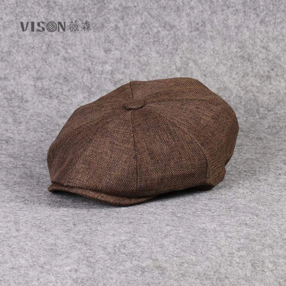 Octagon Hat Boina Transpirable de Lino Primavera y Verano Retro Newsboy Hat Men and Thin Hat Beret