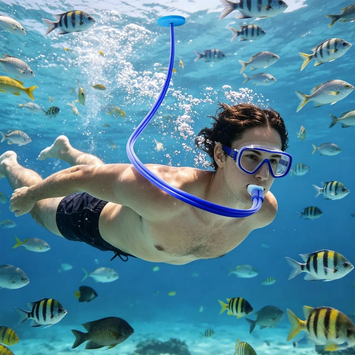 Tubo Respirador Para Natación - Snorkel Totalmente Seco Alargado,Tubo De Respiración Subacuático - Para Hombre Adulto Joven Adolescente Principiante Apnea Buceo Deportes Acuáticos Subacuáticos