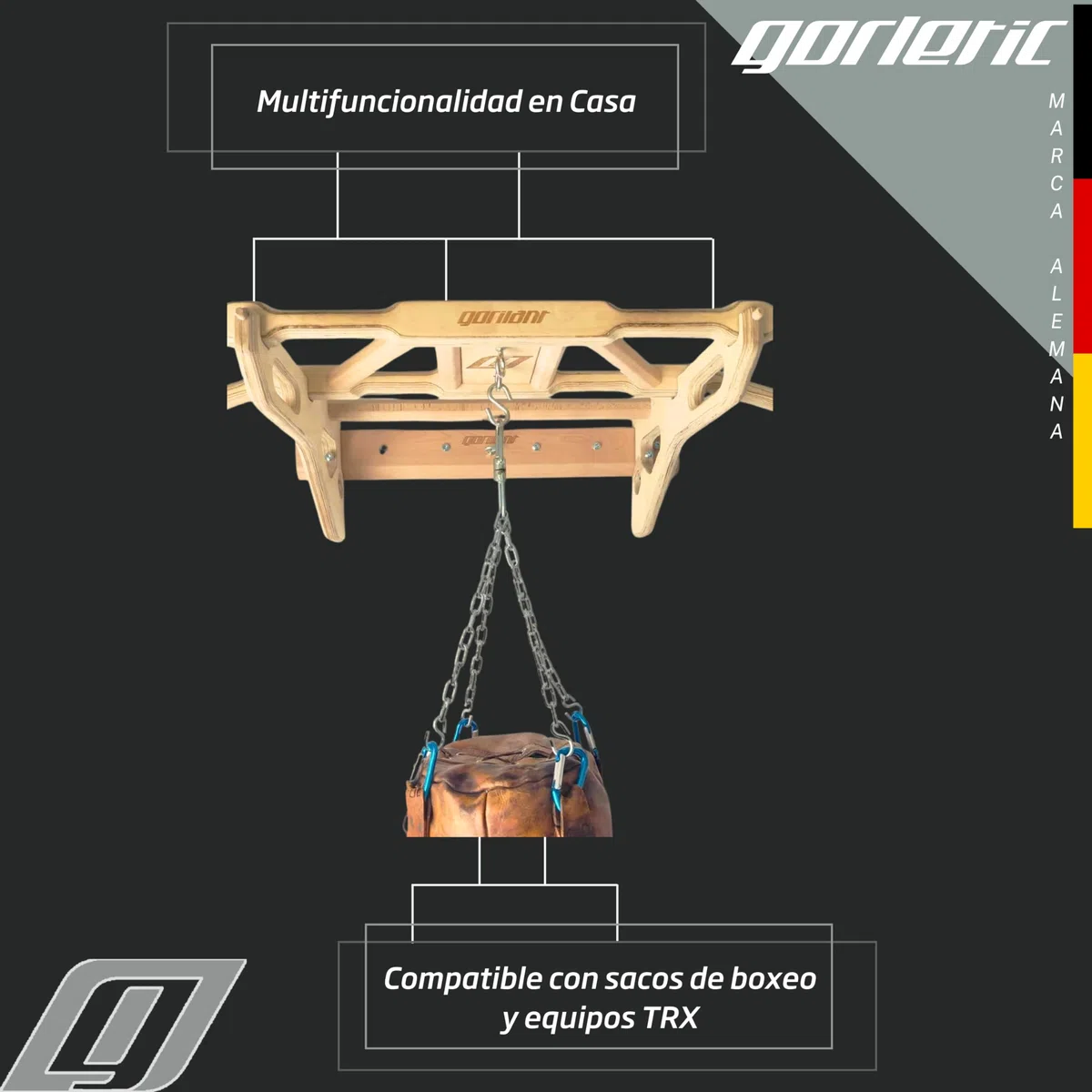 Gorletic Soporte Saco de Boxeo para Barra de dominadas Titan