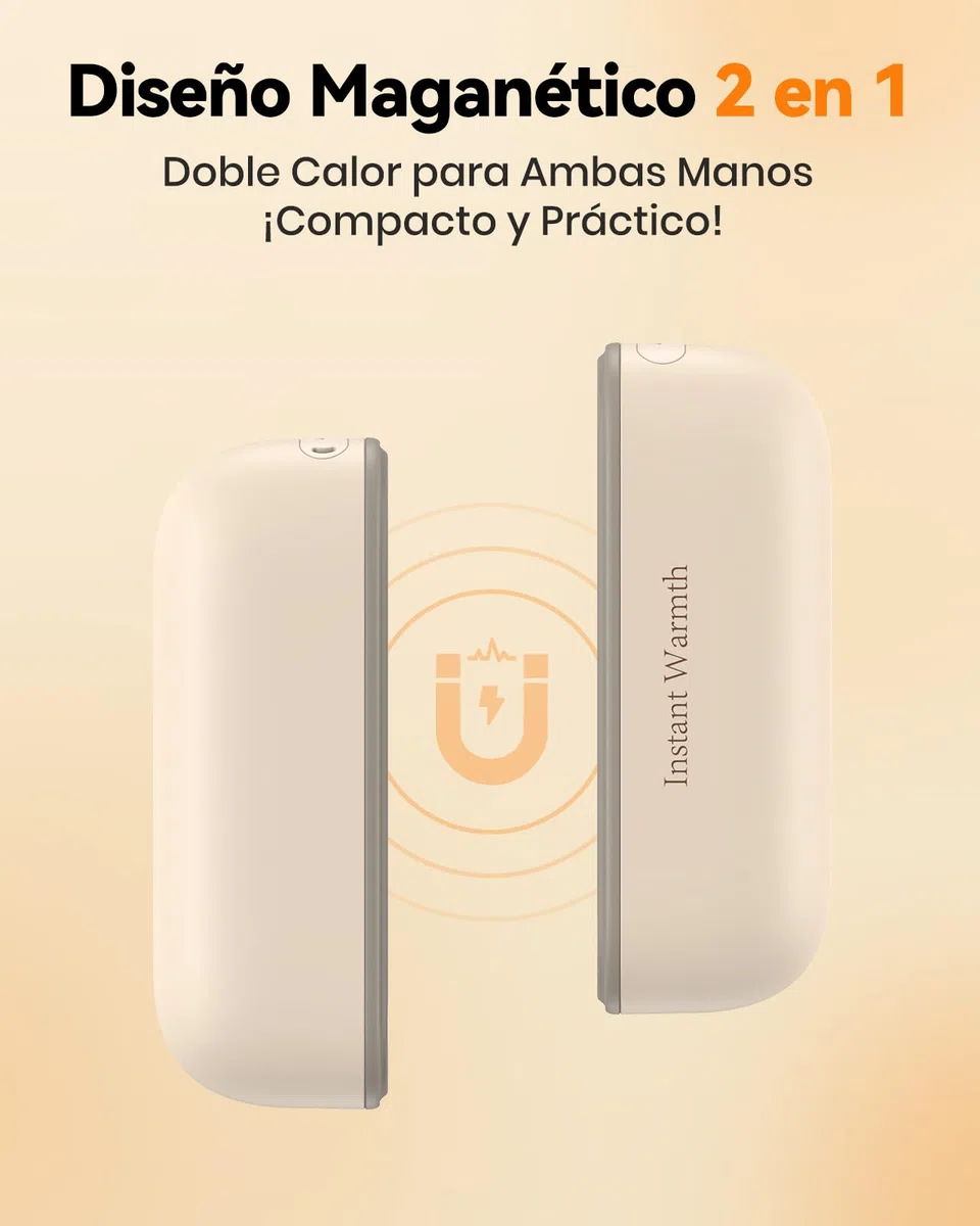 Calentador de Manos, 4000mAH*2 Calienta Manos, 3 Niveles de Calor hasta 60°C, Recargable 2 en 1, Magnético Calentador Manos, Tamaño de Bolsillo para Golf, Raynauds, Camping, Navidad Regalos