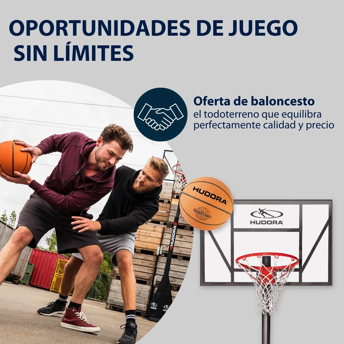 HUDORA Baloncesto tamaño 7 Naranja, sin inflar - Baloncesto de Goma para Interiores y Exteriores para niños, jóvenes y Adultos - Baloncesto de Goma Natural para Principiantes y avanzados