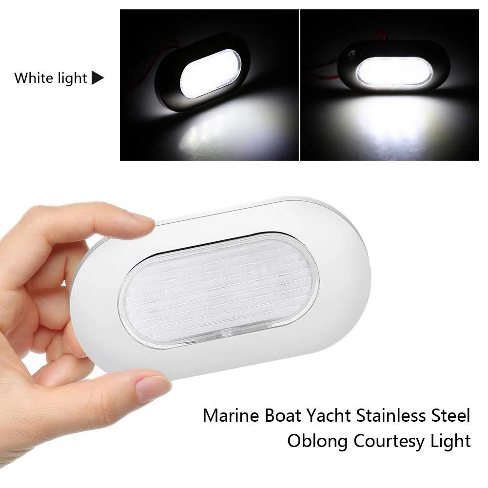 Fydun Luz de cortesía para barcos, luz de navegación 12V LED Marine Boat Yacht Acero inoxidable Luz de cortesía oblonga Uso de la plataforma de escaleras