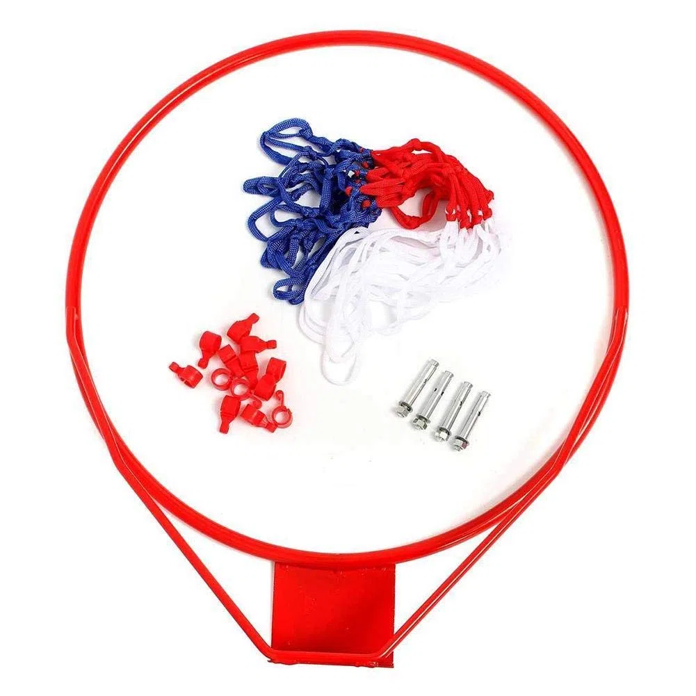 TAOYUN Aro de Baloncesto de 32 cm de diámetro con Red de Baloncesto de 38 cm y Juego de Red y Borde de Baloncesto de 4 Tornillos Juego de Baloncesto para Interiores y Exteriores