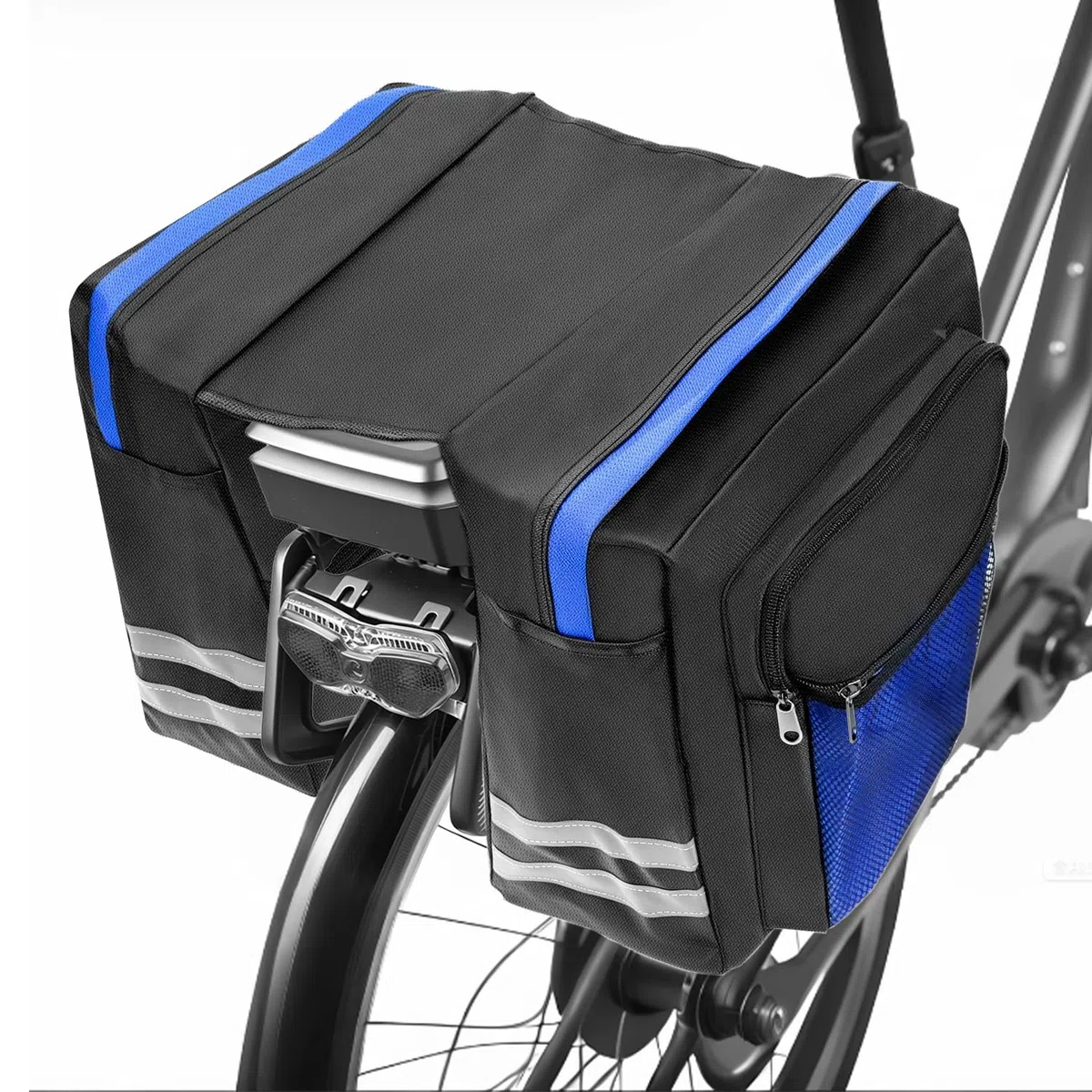 QWORK® Alforjas para Bicicleta de PVC 600D, Bolsa Portaequipajes Con Tiras Reflectantes para Asiento Trasero