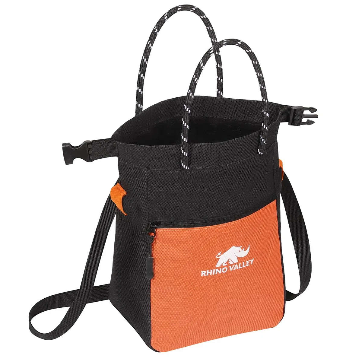 Rhino Valley Bolsa de Tiza para Escalada, Bolsa Magnética de Tiza para Escalada sin Fugas con Asa, con Cinturón Ajustable y Bolsillos con Cremallera para Levantamiento de Pesas