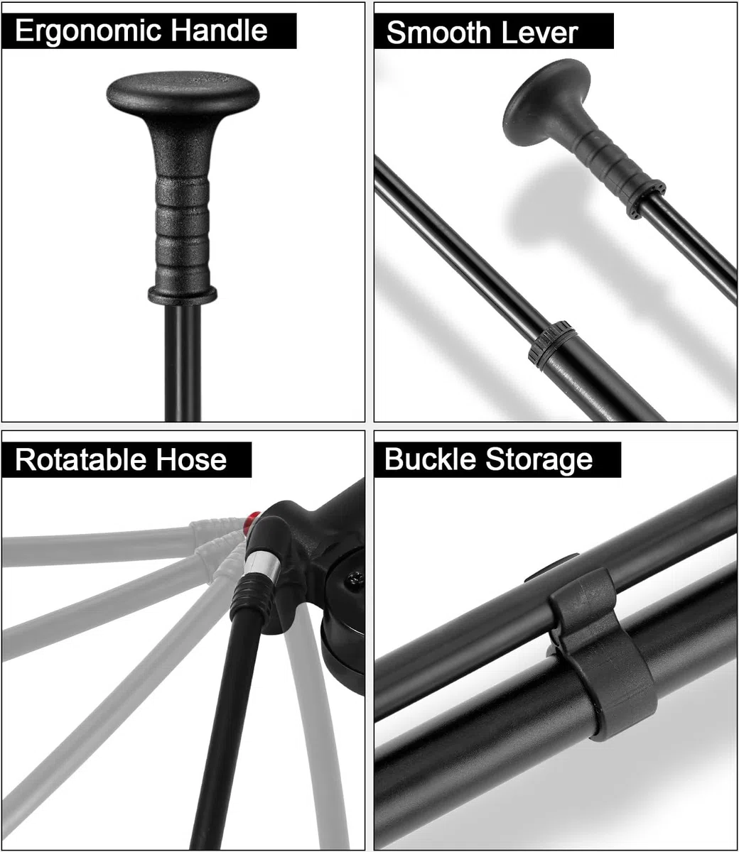 Bomba de Choque de Alta presión(MAX 300 PSI), Bomba de Bicicleta con manómetro y botón de Purga, Horquilla/suspensión Trasera 2 en 1 y Bomba de neumáticos para Bicicleta MTB, Bicicleta de Carretera