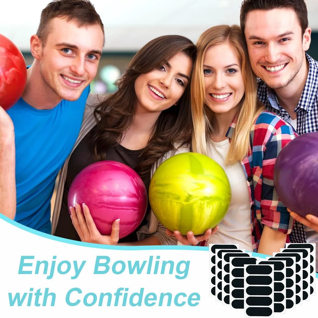 XPEX 50 Piezas Negro Cintas Protectoras Bowling,2.76 * 1 PULGADA Cinta Pulgar Bowling, Bolas Bowling, Tiras Elásticas Pulgar Para Bowlers, Deportes, Hombres,Dama