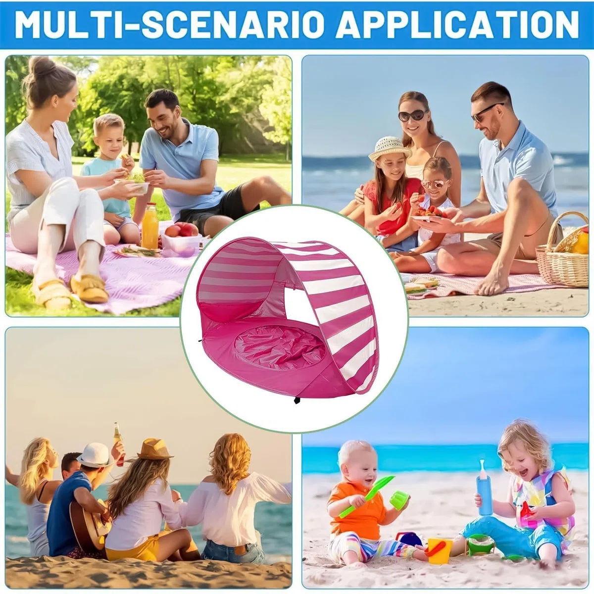 Tienda De Campaña De Playa para Niños: Refugio Plegable con Protección UV con Mini Piscina, Toldo Portátil para Sombra Al Aire Libre, Tienda De Juegos Ligera con Protección Solar | Uso De De