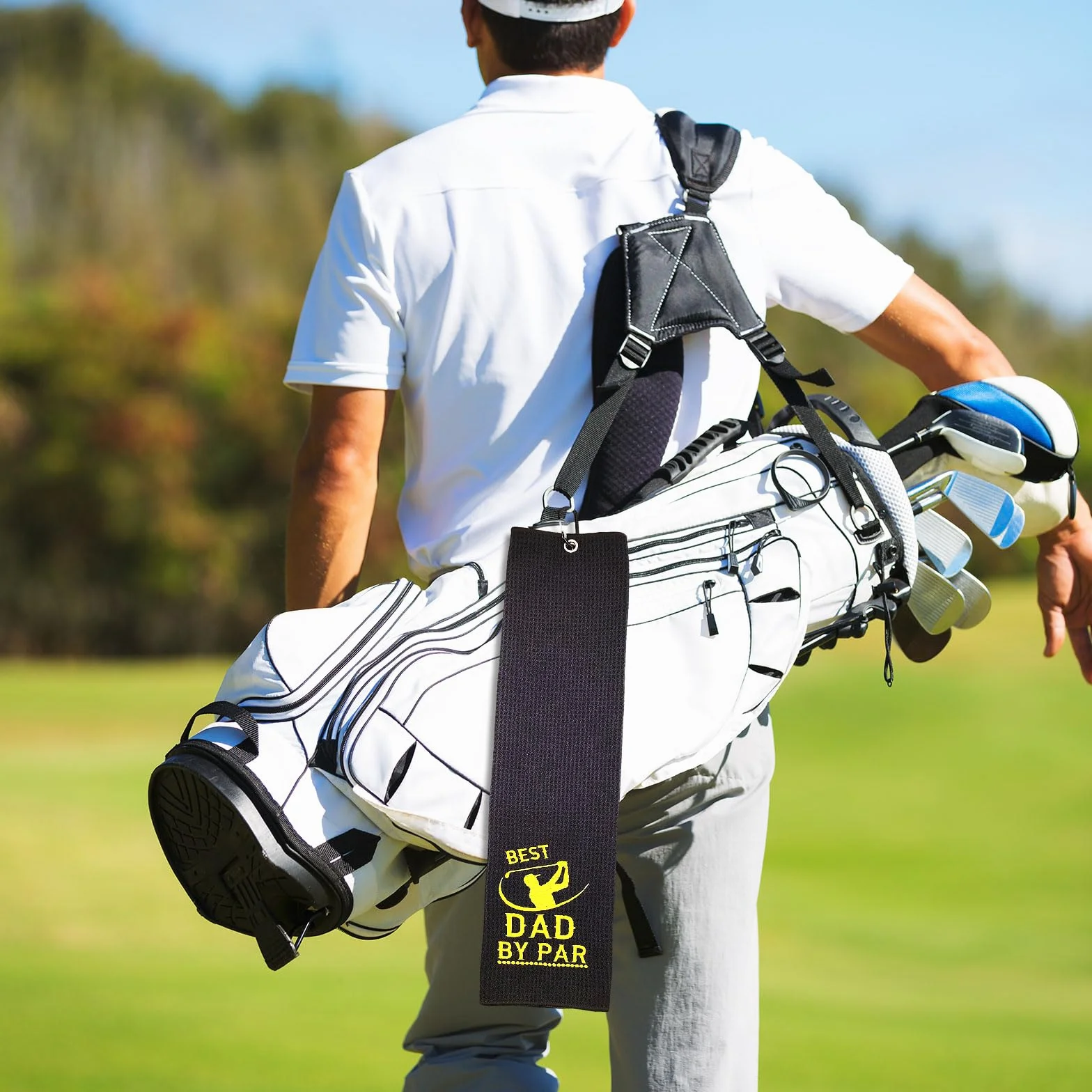 Toalla de Golf Divertidas Toallas de Golf Toallas de Golf Absorbentes Accesorios de Golf con Clip para Bolsas de Golf para Bolsas de Golf, Fitness, Deporte, Yoga al Aire Libre (Negro)