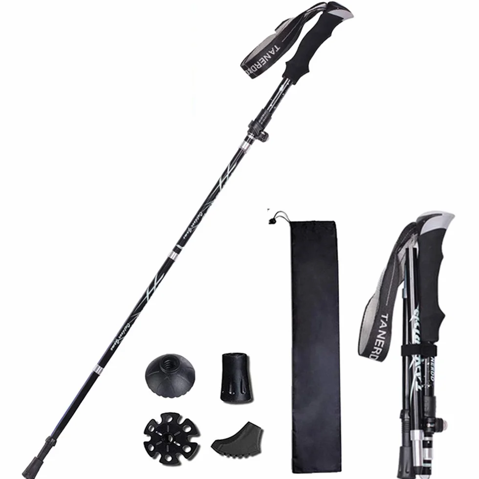 Bastón de Senderismo Plegable, bastón de Senderismo, Corcho Transpirable, Polos Trekking a Prueba de Golpes, Antideslizante, bastón, antichoque, Antideslizante para Caminar nórdico, Alpinismo