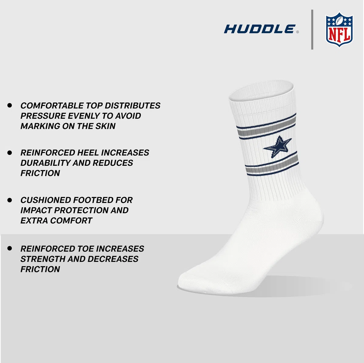 NFL Dallas Cowboys 3pk Crew Socks Calcetines deportivos Unisex adulto (Pack de 3)