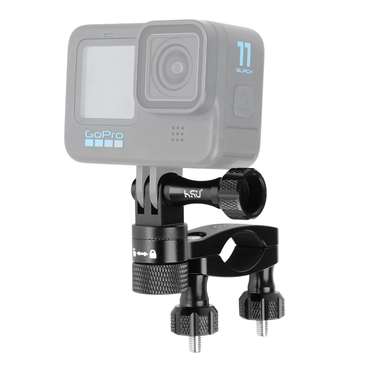 HSU Soporte de Manillar para GoPro, 360 ° Rotación de Monturas de Cámarad de Acción la Motocicleta y Bicicleta Accesorios (Negro)