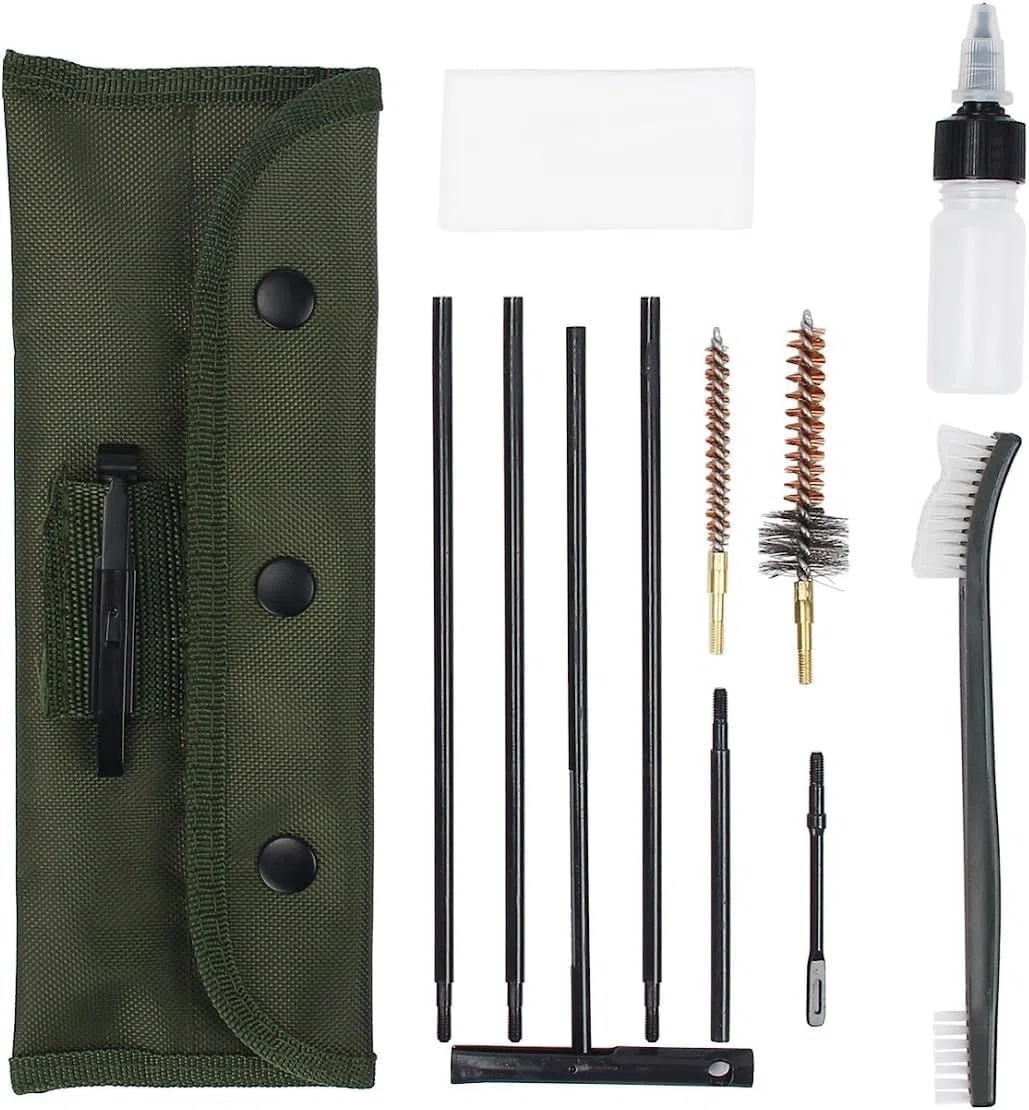 Kit de Limpieza portátil para Rifle de 5,56 mm .223 .22 Cal con Bolsa de Transporte para Caza y Tiro