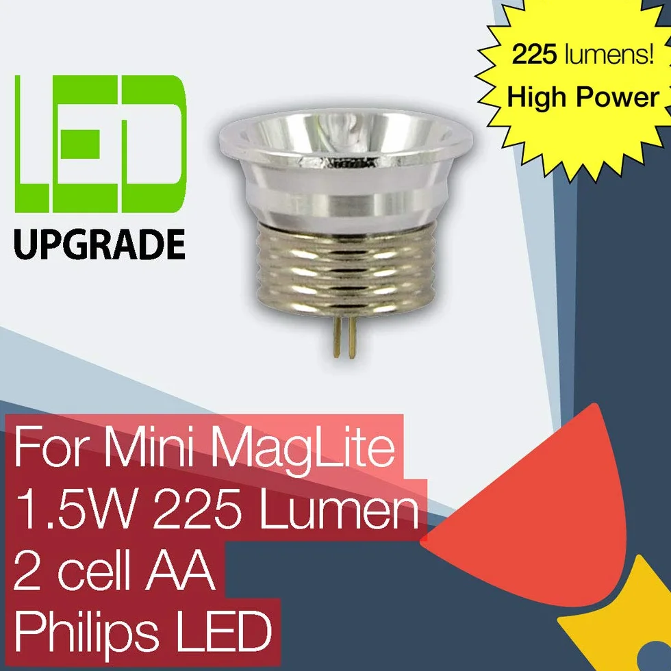 TorchUpgrades Mini MagLite - Bombilla LED AA de conversión/actualización de 225 lm de alta potencia para mini linterna MagLite