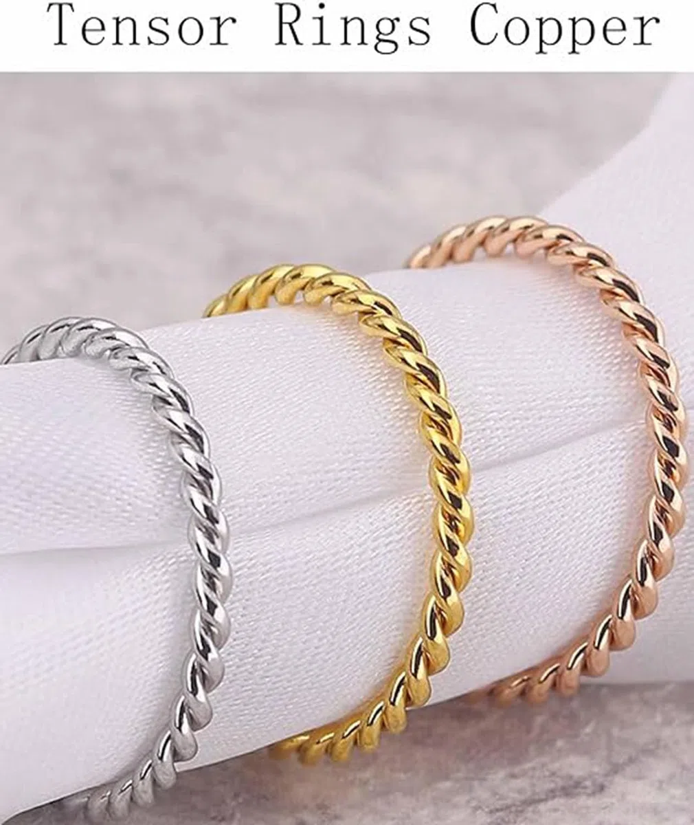 Anillo tensor de cobre sólido trenzado de cobre para hombres y mujeres, regalo de bienestar espiritual para aniversario/cumpleaños, unisex, para uso diario, 6, Cobre, No es una piedra