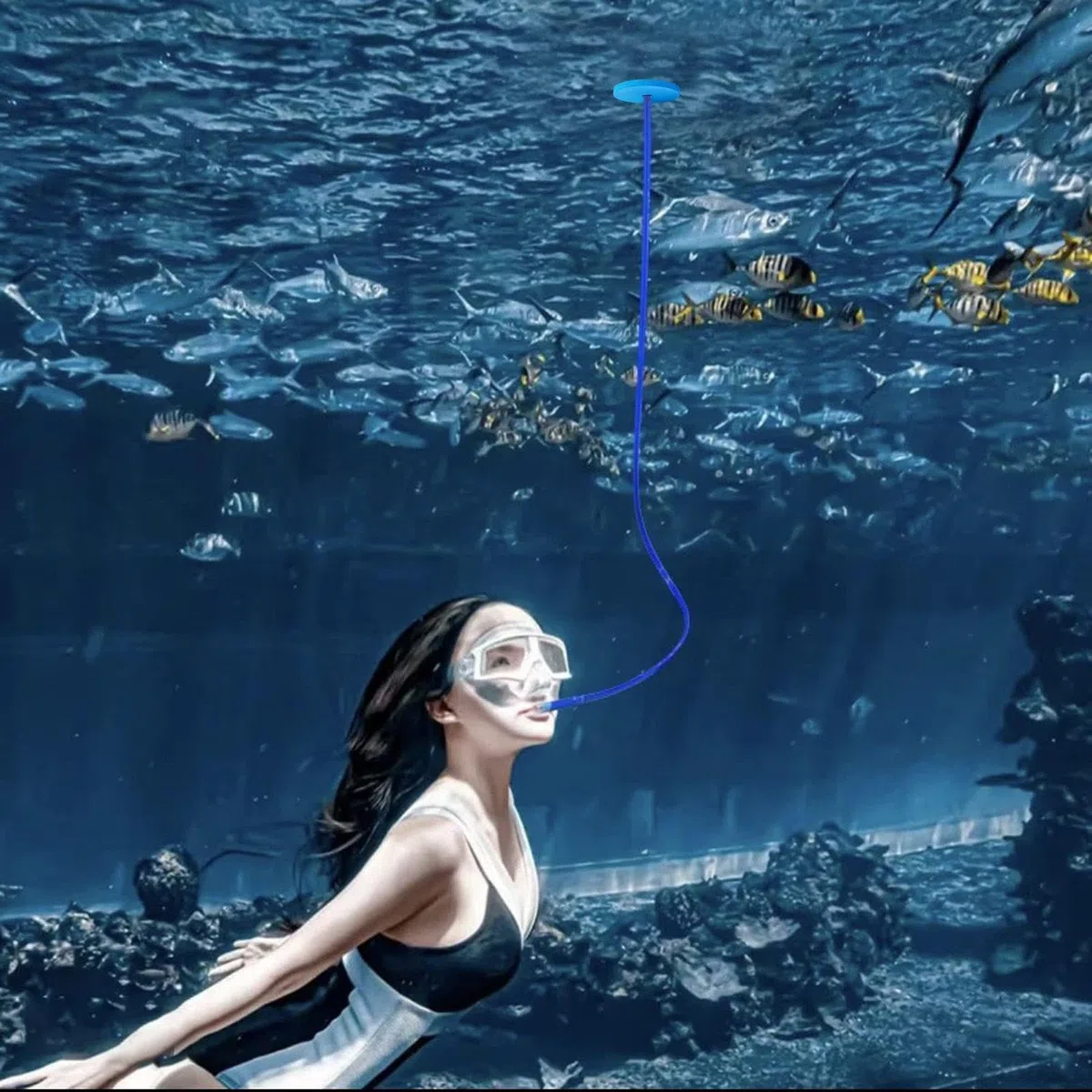 Tubo Respirador Para Natación - Snorkel Totalmente Seco Alargado,Tubo De Respiración Subacuático - Para Hombre Adulto Joven Adolescente Principiante Apnea Buceo Deportes Acuáticos Subacuáticos