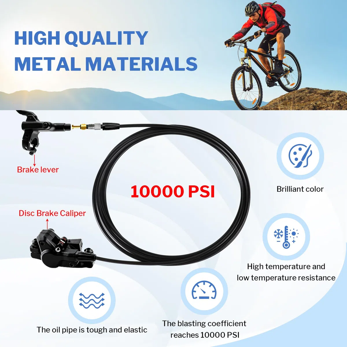 Tubo de freno hidráulico para bicicleta 4 m Frenos de disco, Manguera de freno hidráulica con 10 insertos de conexión de oliva, Accesorios para SRAM/Shimano BH59 MTB Bike Ciclismo (10000 PSI)