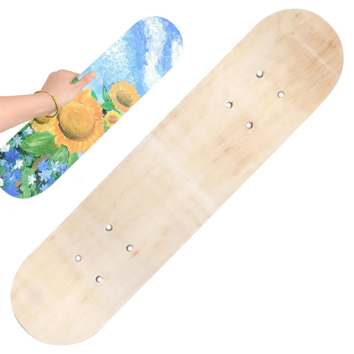Tablas de Skate en Blanco para Pintar, Tabla de Skate en Blanco, Doble cóncavo de 24 Pulgadas y Cubierta de Madera de 7, Arte de Bricolaje