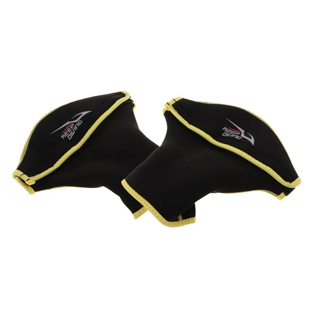 SM SunniMix 1 Par De Neopreno Kayak Remo Remo Rafting Guantes De Mano Dedo Protector De Palma - Oro Negro