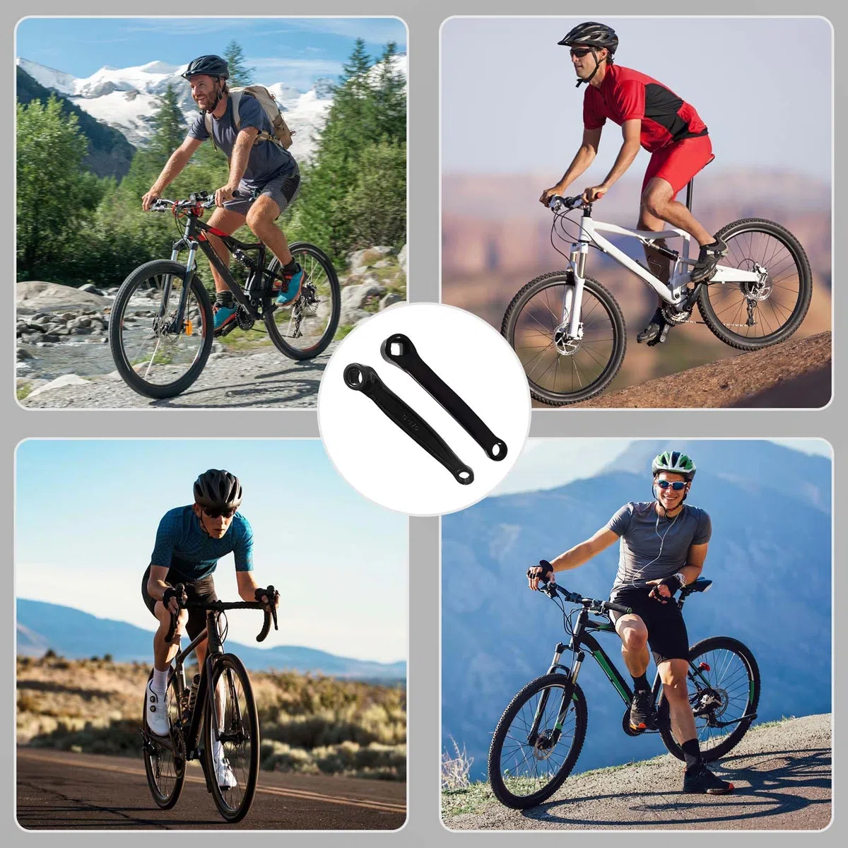 2 Piezas Biela de Bicicleta, 170mm, Bielas de Bicicleta sólidas, Manivela para Bicicleta, Biela Negra de Bicicleta, Bielas de Bicicleta eléctrica, Adecuado para Bicicletas de montaña y Bicicletas