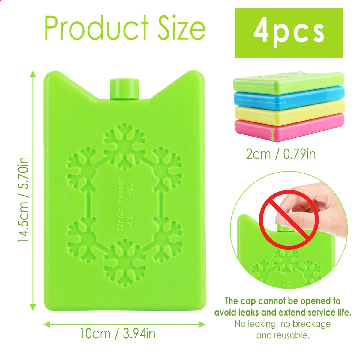 Bolsas de Hielo con Gel*4 Piezas*200ml, Elemento Refrigerante Bolsas de Hielo Reutilizables, Bloques de Hielo Portátiles, para Conservación de Alimentos