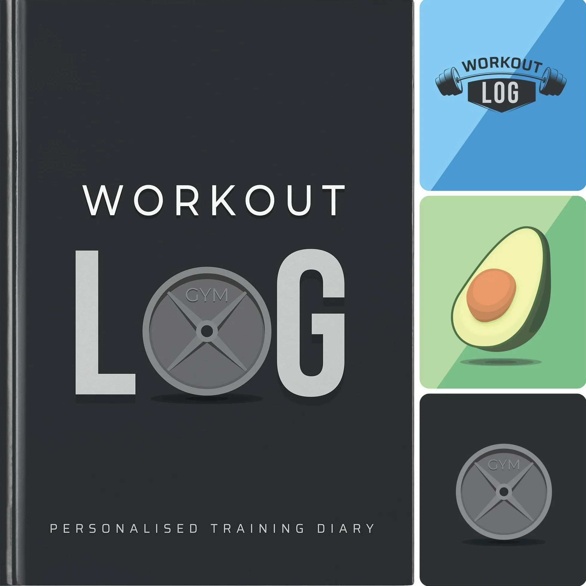 Fitness Logbook - Planificador de entrenamiento - Tamaño A5, Gris antracita - Diario de entrenamiento - Establecimiento de objetivos para culturismo - por Workout Log