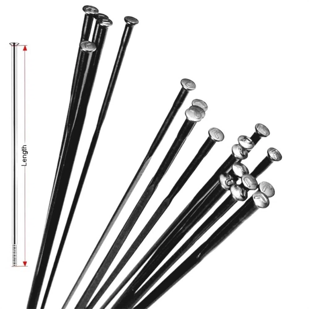 Radios para Bicicletas 1pcsBike Spoke Flat Straight Pull 2.0mm Negro 214-306mm 309mm Elección Libre de cantidad Radios Bicicleta
