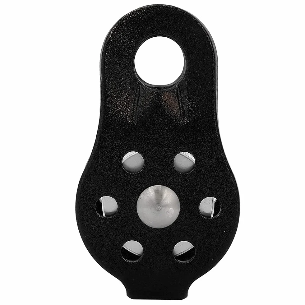 Polea de Escalada en Roca, polea de Escalada 26KN aleación de Aluminio de Alta Resistencia Bloque de polea de Cuerda giratoria única para Escalada de Cuerda de 12mm(Negro)