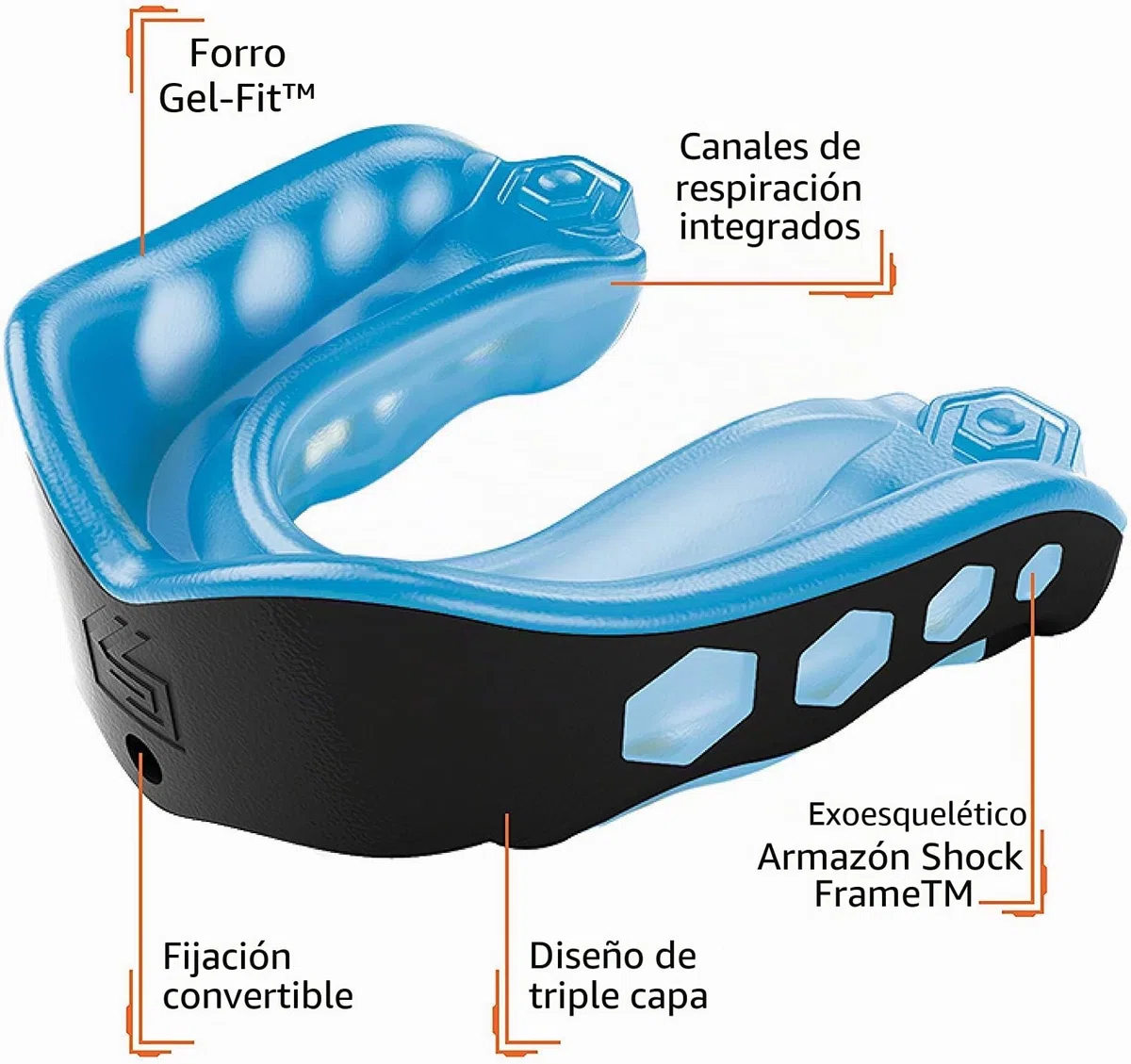 Shock Doctor Gel Max - Protección de boca de fútbol