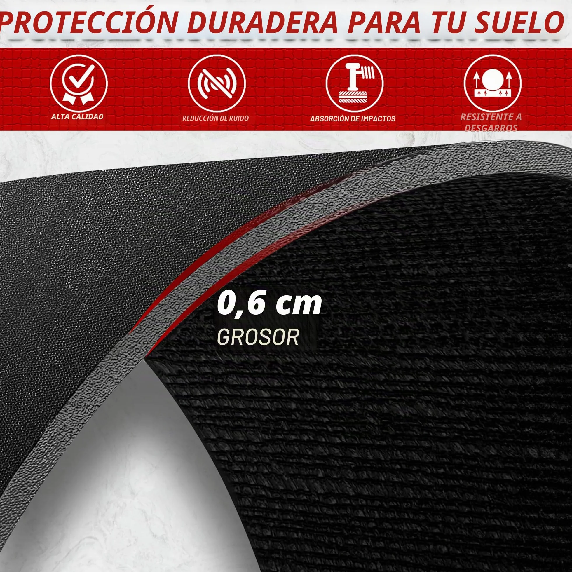 TechFit Esterilla Fitness Antideslizante Gruesa PVC para Bicicleta Estática Spinning Cinta de Correr