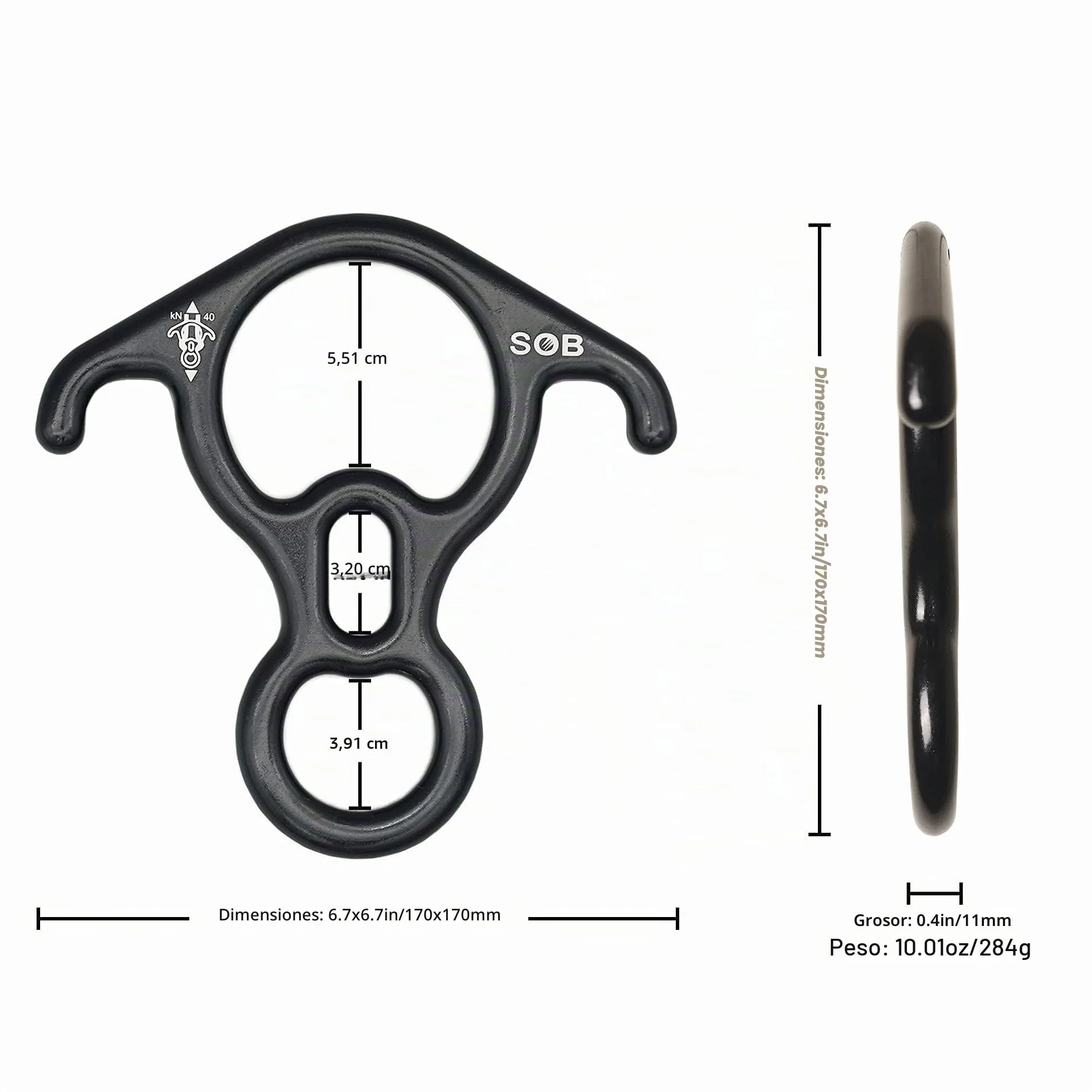 SOB Descensor de Escalada Figura 8 Anillo Cuerda Aleación de Aluminio de magnesio Belay Dispositivo para Montañismo en Roca al Aire Libre Rescate Trabajo Aéreo