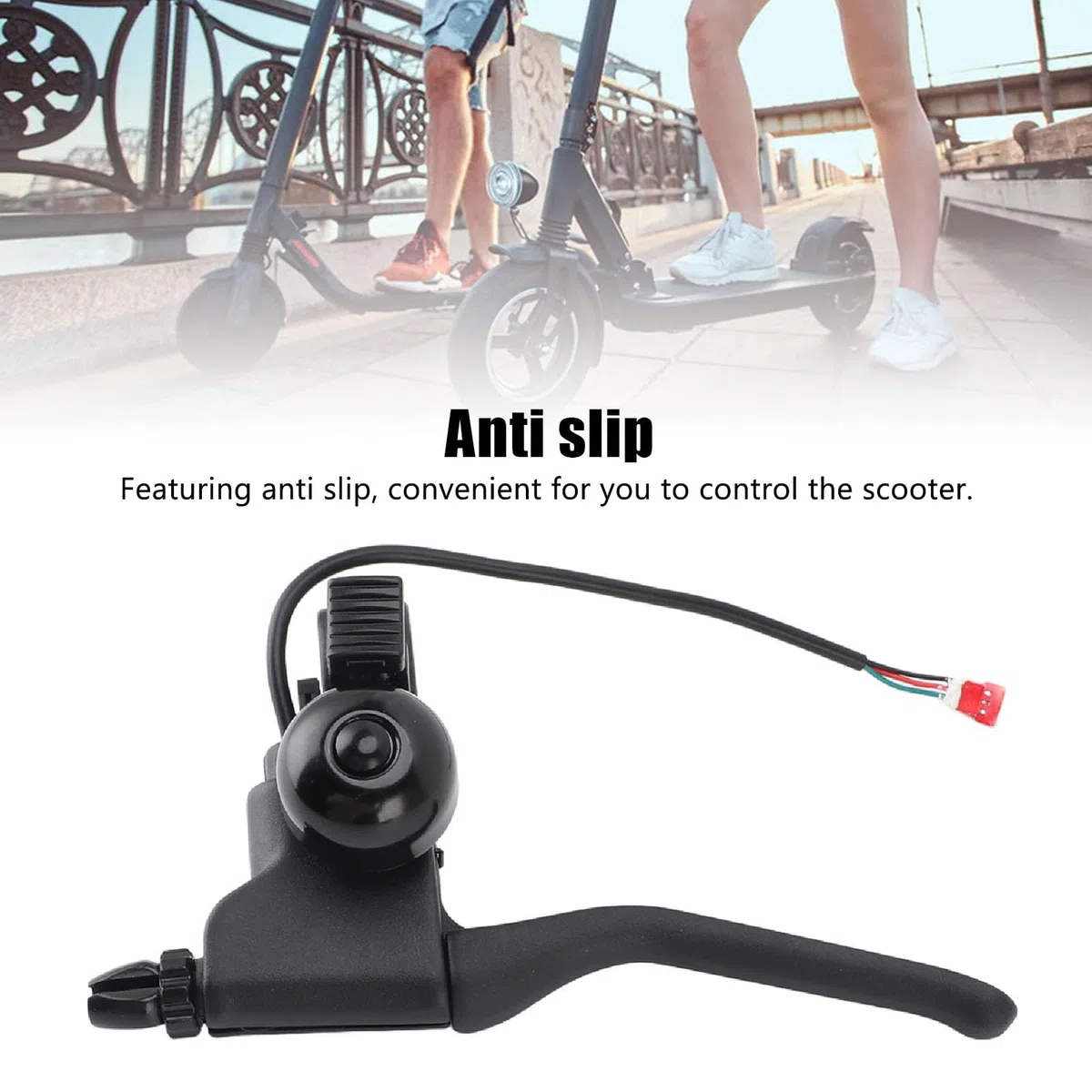 Focket Manija de Palanca de Freno con Campanas de Repuesto para Piezas de Scooter Eléctrico, Palanca de Freno Antideslizante con Campana para Pieza de Repuesto de Bricolaje para Scooter